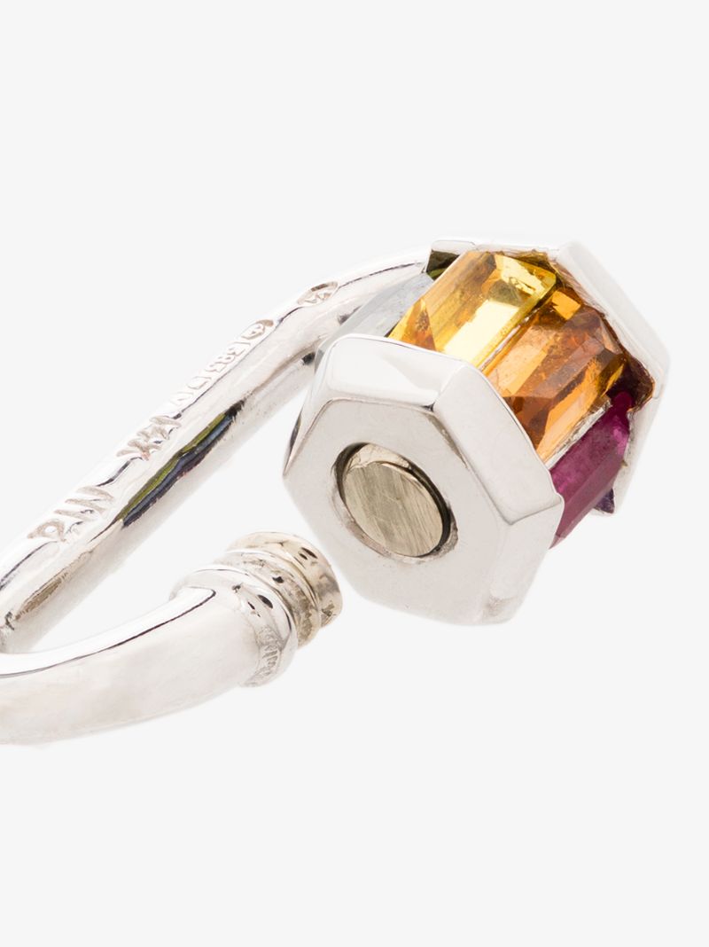 14k White Gold Total Baguette Baby Gemstone Lock Charm
