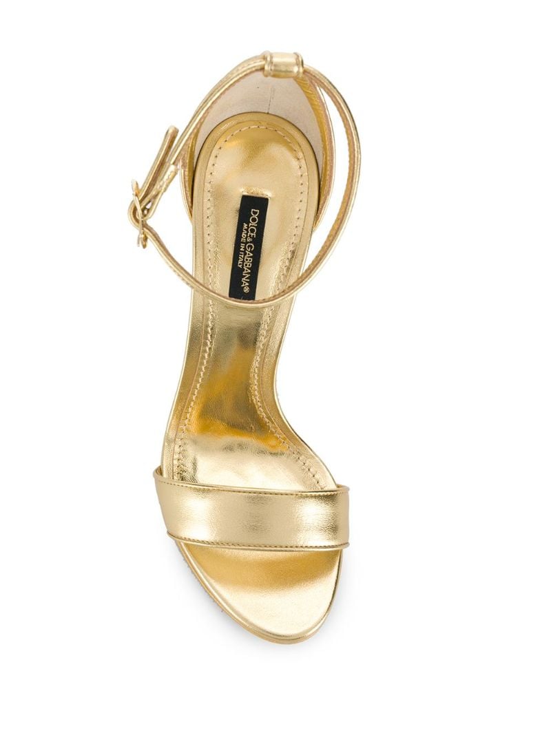 Gold-tone Keira 105 Baroque Logo Sandals