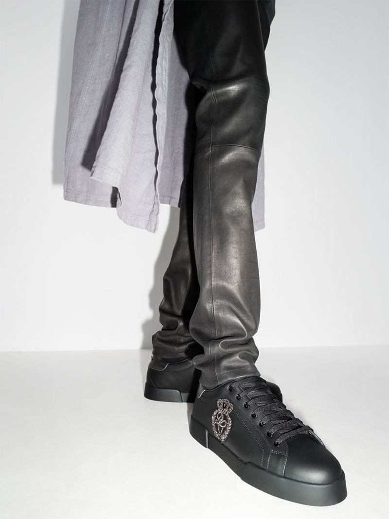 Black Portofino Leather Sneakers