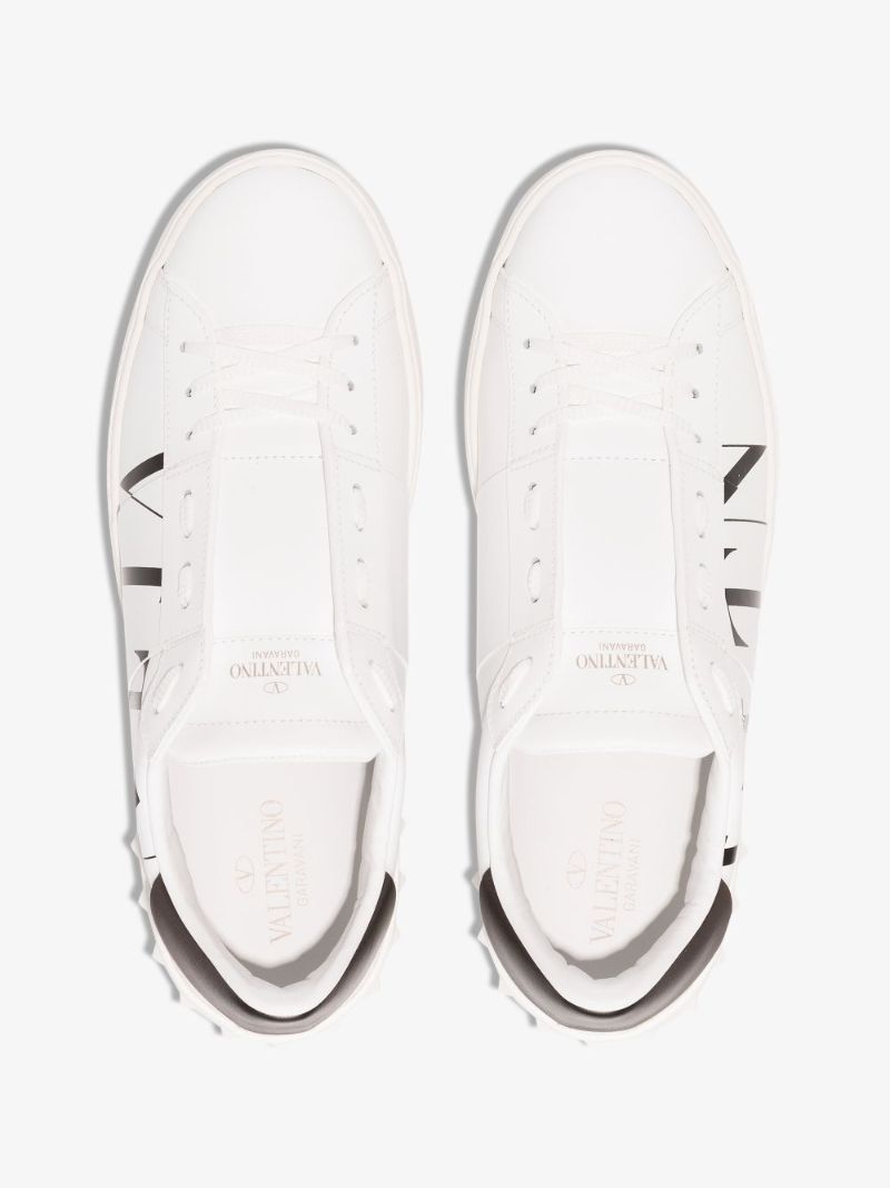 White Open Vltn Low Top Leather Sneakers