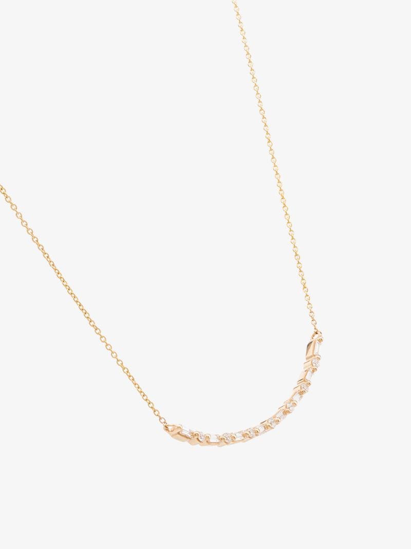 14k Yellow Gold Sylvie Long Bar Diamond Necklace