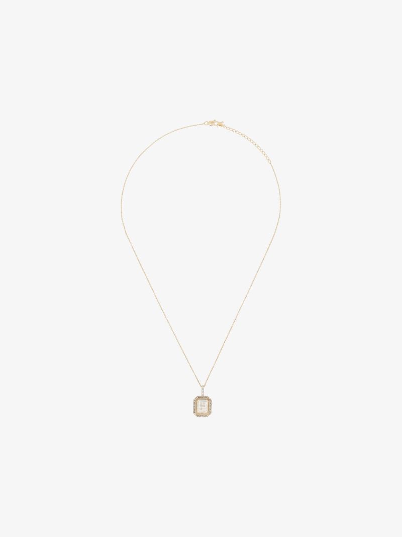 14k Yellow Gold F Initial Diamond Necklace
