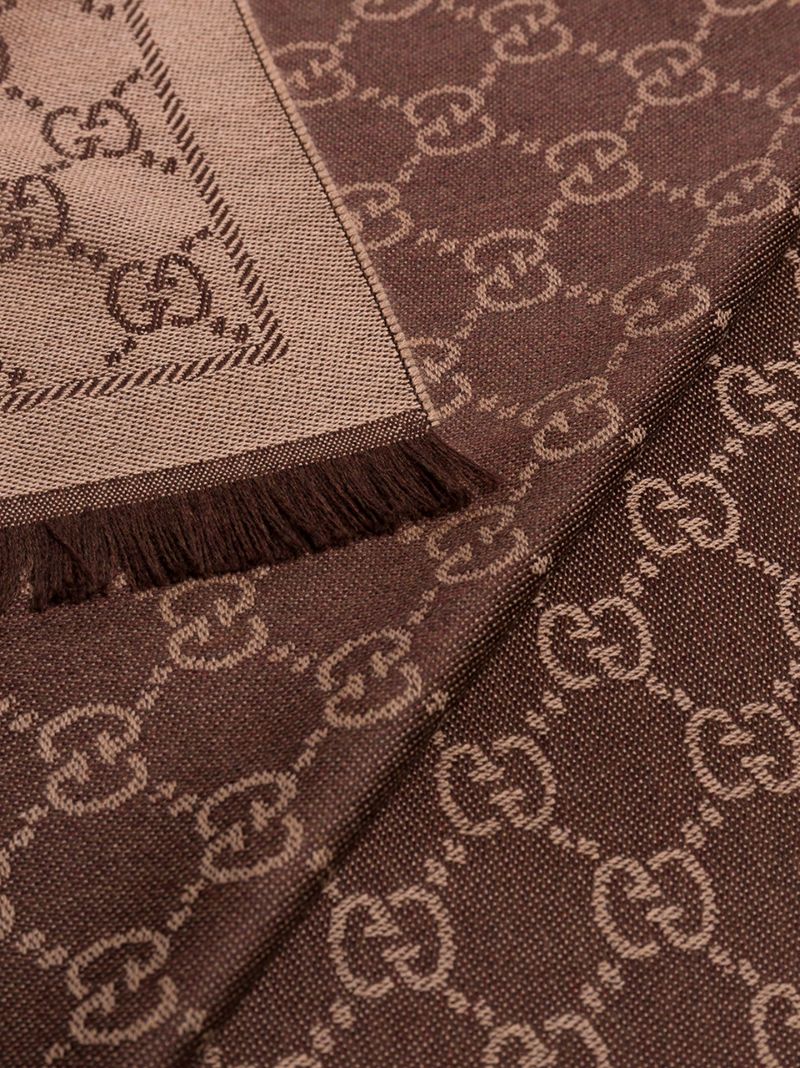 Brown Gg Logo Wool Scarf