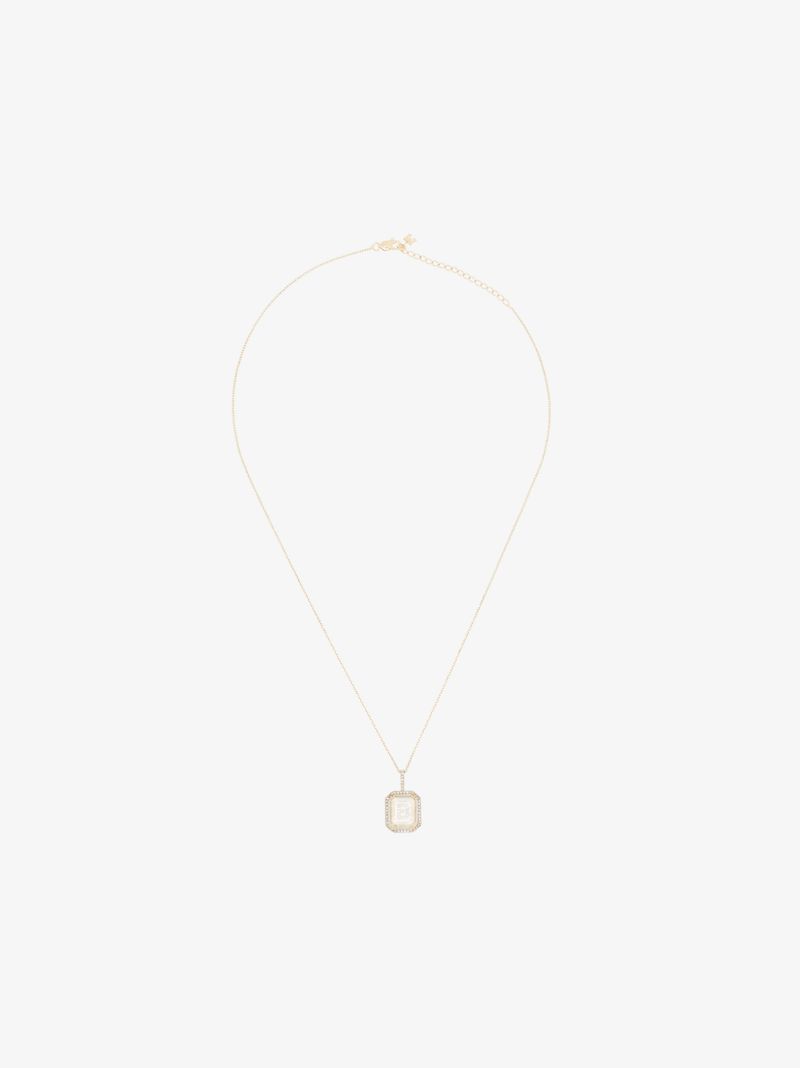 14k Yellow Gold B Initial Diamond Necklace