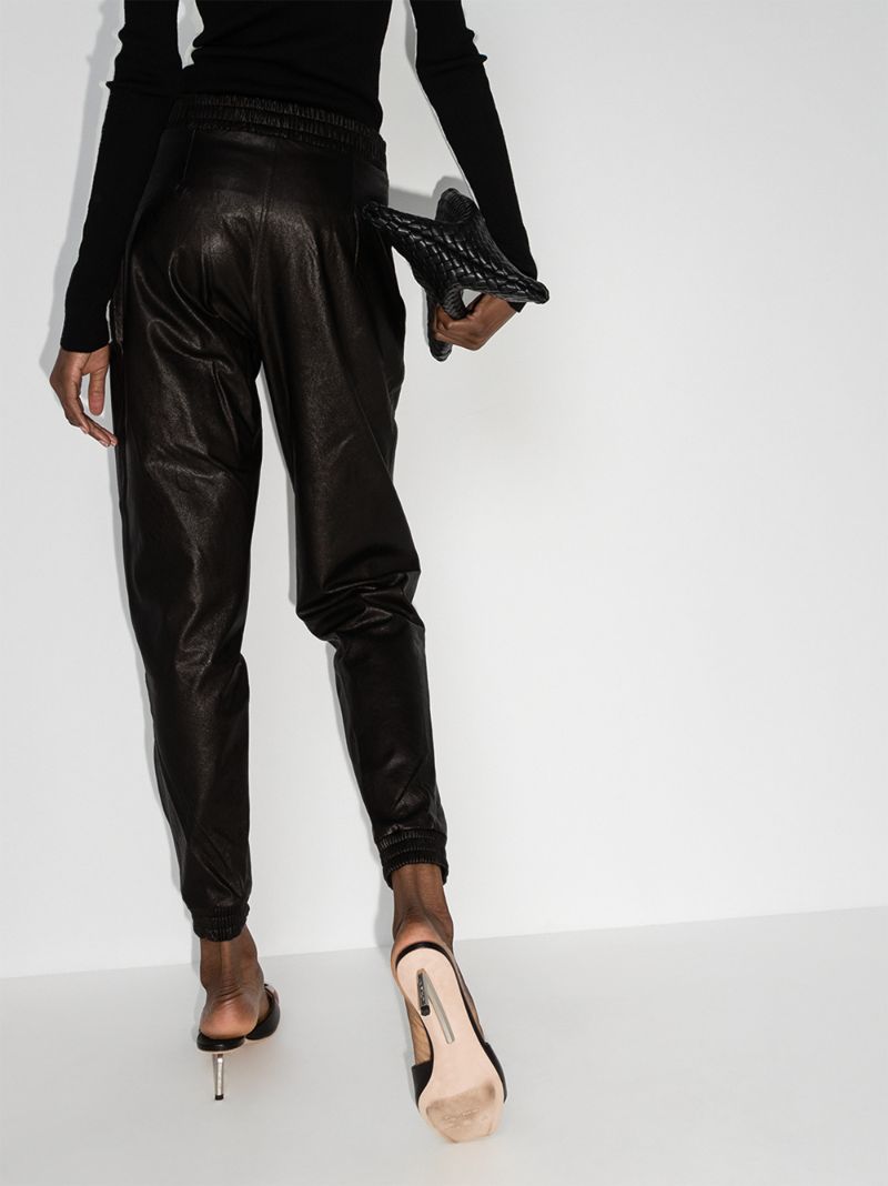 Faux Leather Track Pants