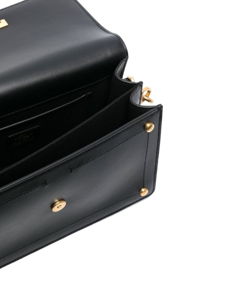 Black Logo Plaque Mini Leather Shoulder Bag