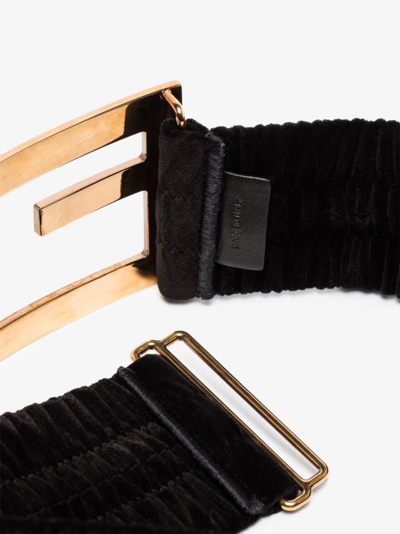 Black Baguette Maxi Logo Velvet Belt