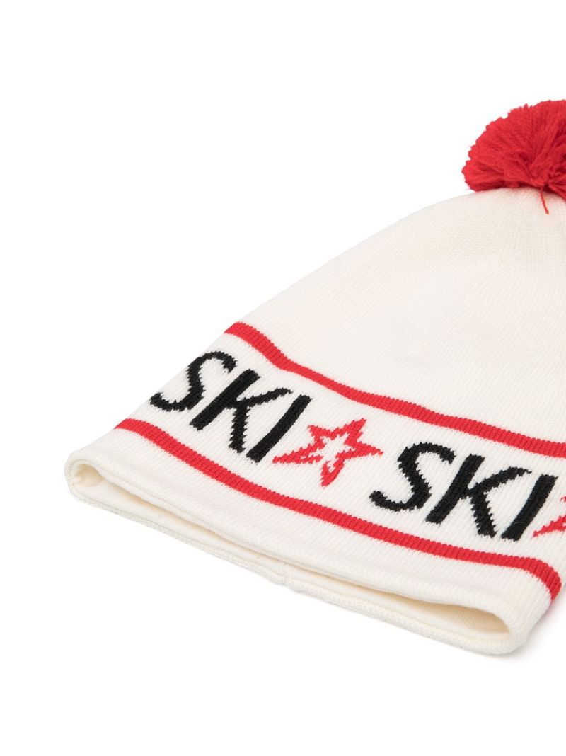 White Ski Merino Beanie Hat