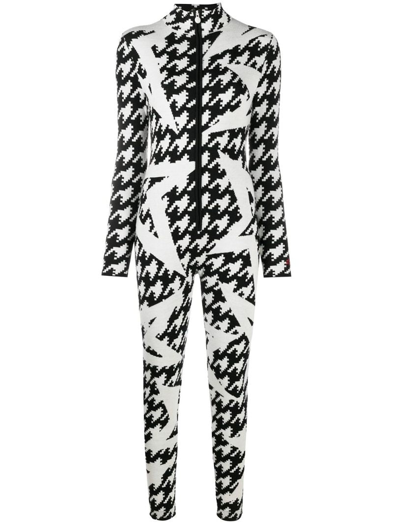 Black and White Houndstooth Ski Jumpsuit