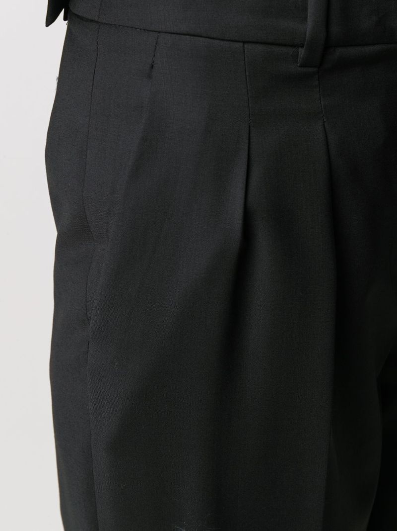 Black Tailored Flared Wool Trousers
