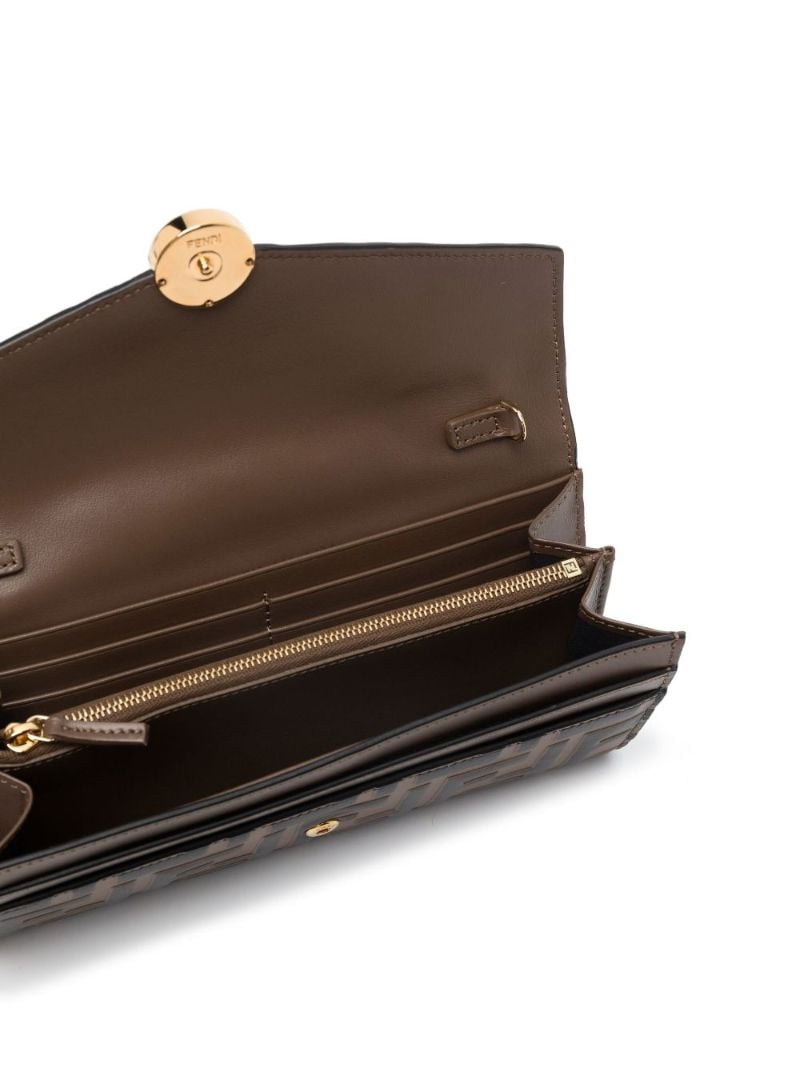 Brown Continental Ff Leather Chain Wallet