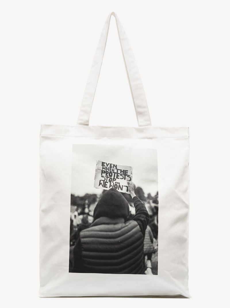 White Printed Tote Bag
