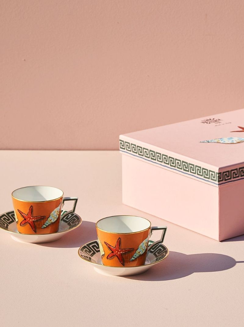 Orange Il Viaggio Di Nettuno Porcelain Teacup Set