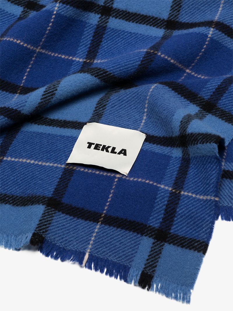 Blue Tartan Merino Wool Blanket