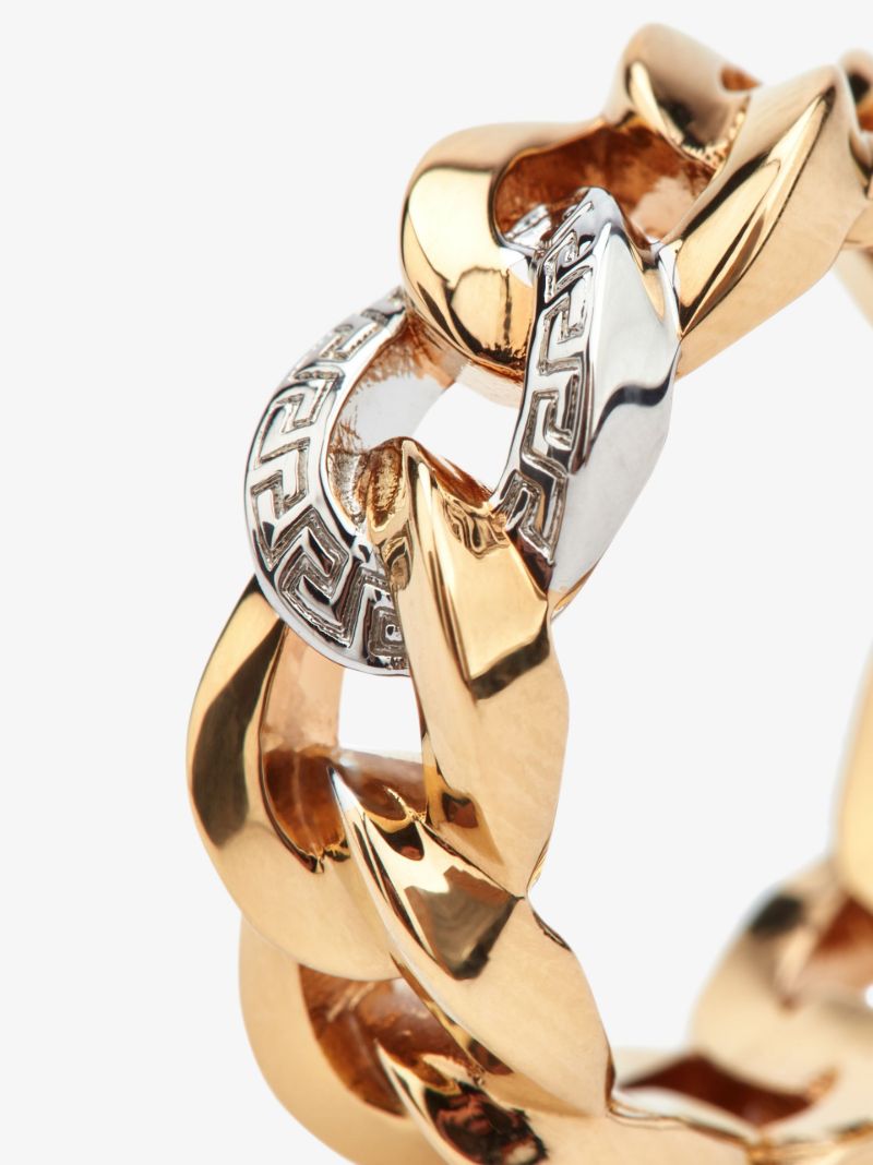 Gold Tone Medusa Chain Ring