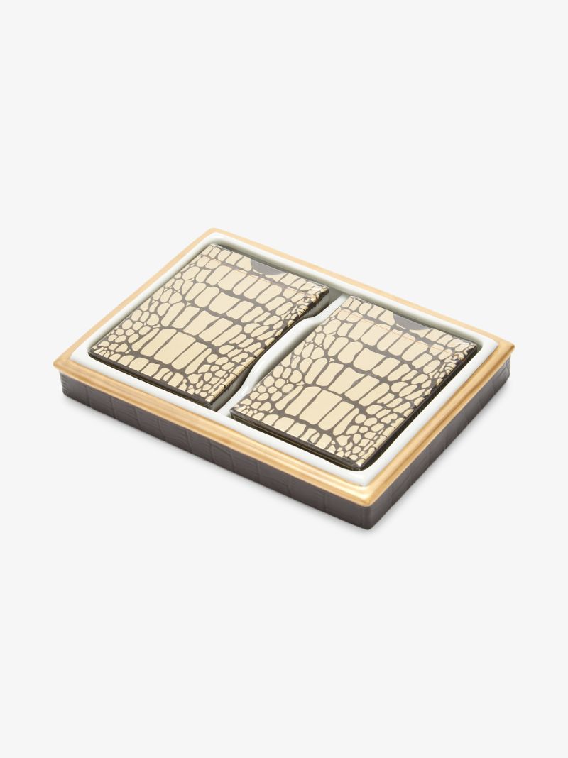 Black Crocodile Box Playing Cards Set