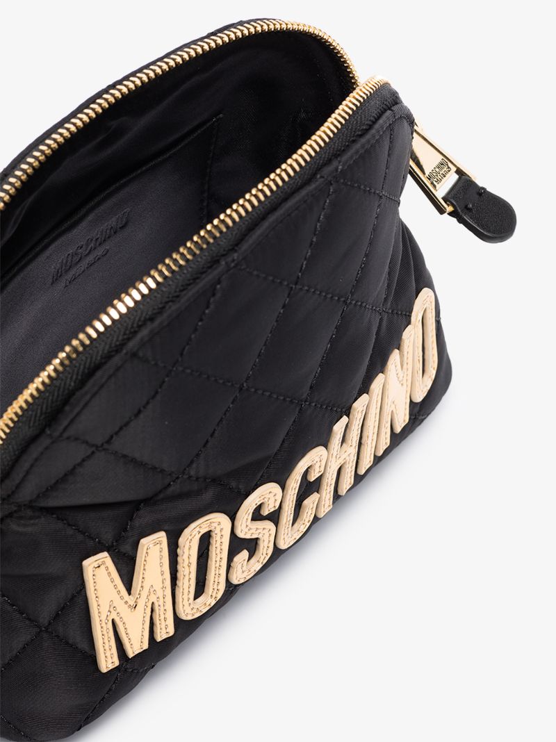 Black Quilted Logo Shoulder Bag