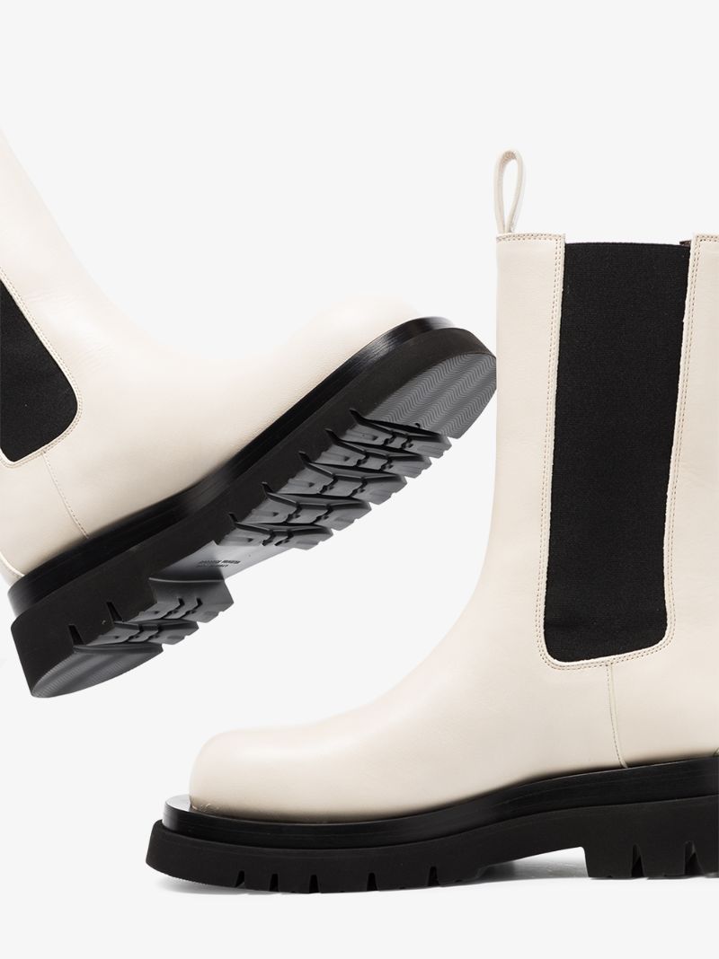 White the Lug Leather Boots