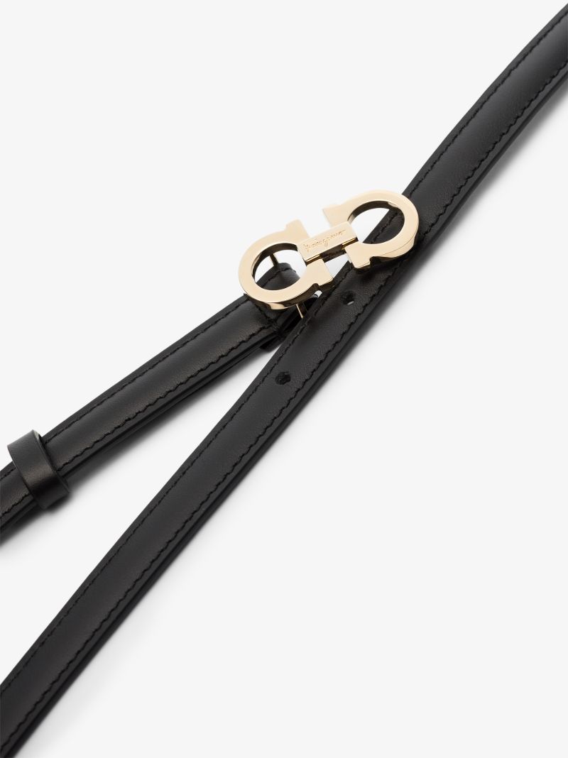 Black Gancini Slim Leather Belt