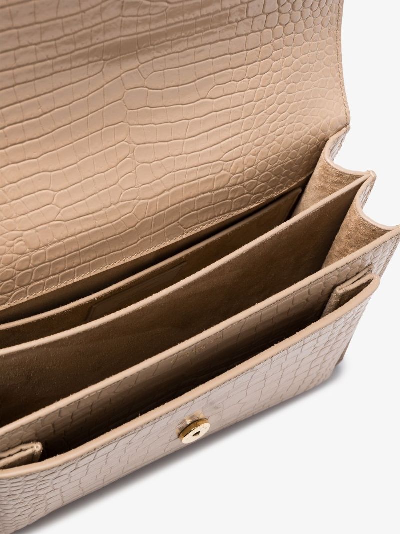 Neutral Sunset Mock Croc Leather Shoulder Bag