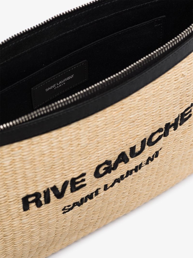 Neutral Rive Gauche Raffia Clutch Bag