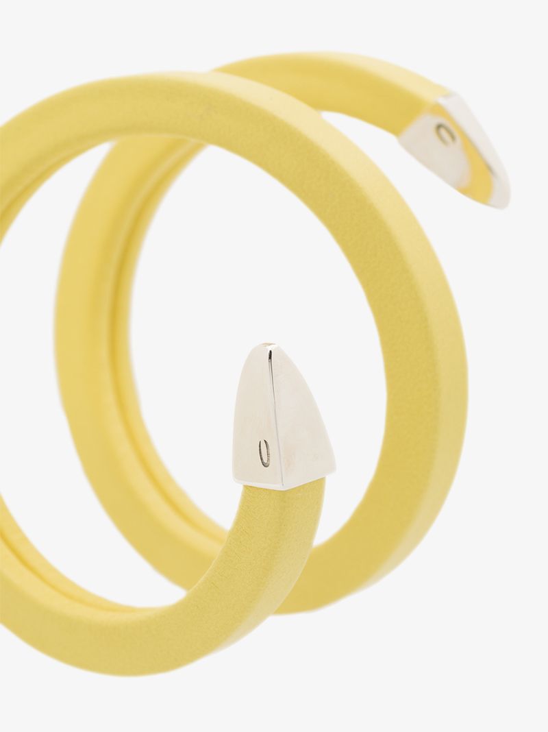 Yellow and Sterling Silver Wrapped Leather Cuff Bracelet