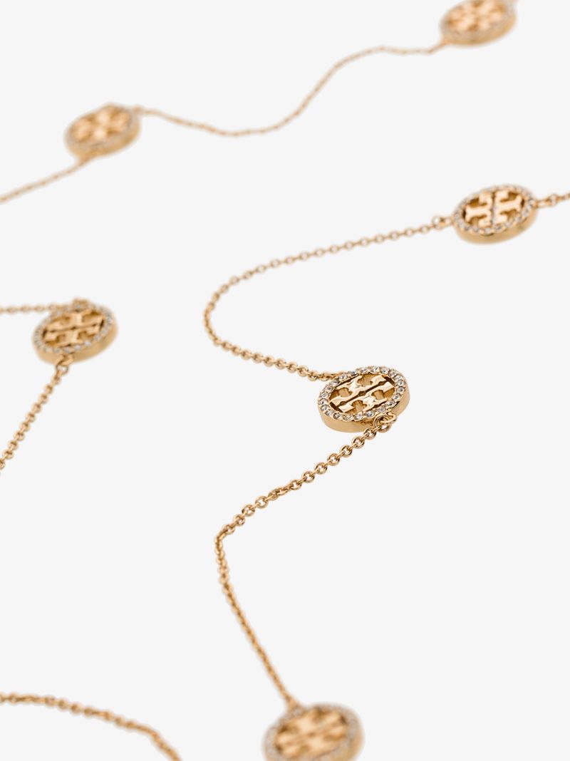 Gold Tone Miller Crystal Charm Necklace