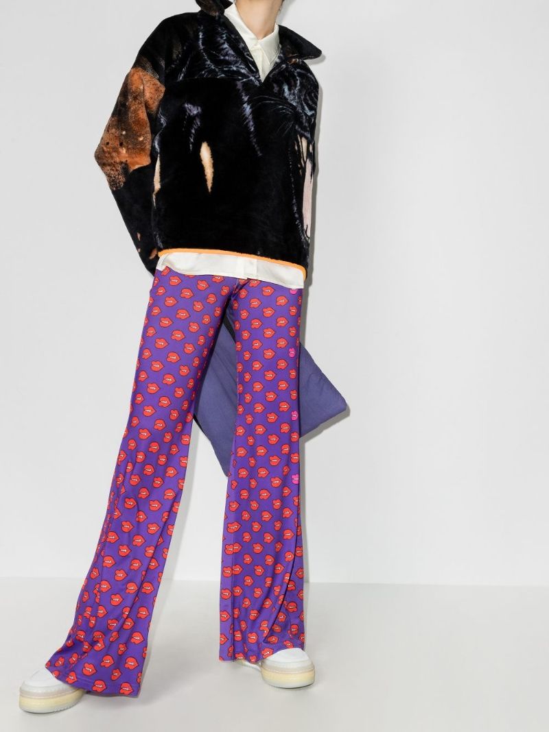 Fangs Print Flared Hem Pants