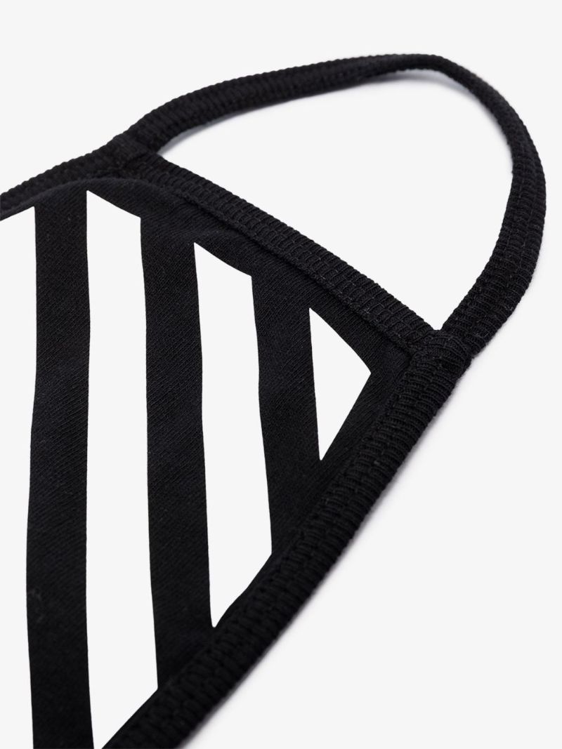 Black and White Diagonal Striped Face Mask