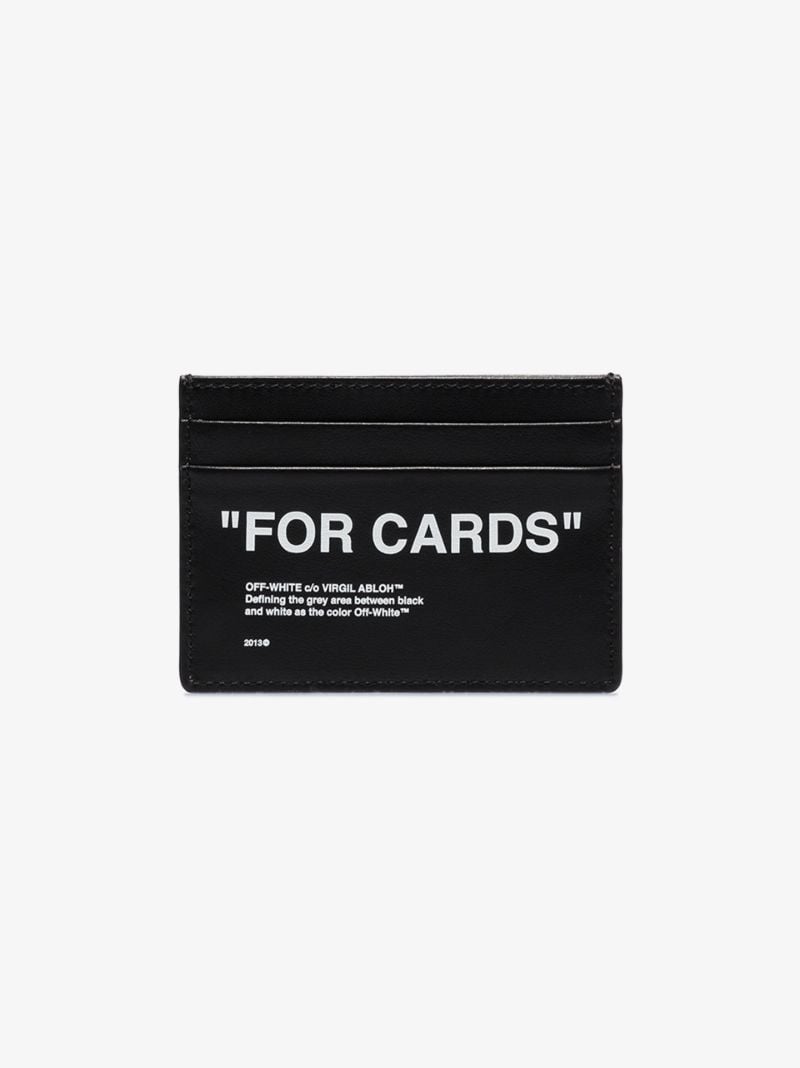 Black Quote Logo Leather Card Holder