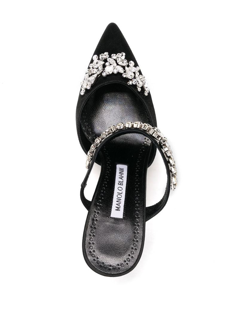 Black Lurum 90 Crystal Satin Pumps