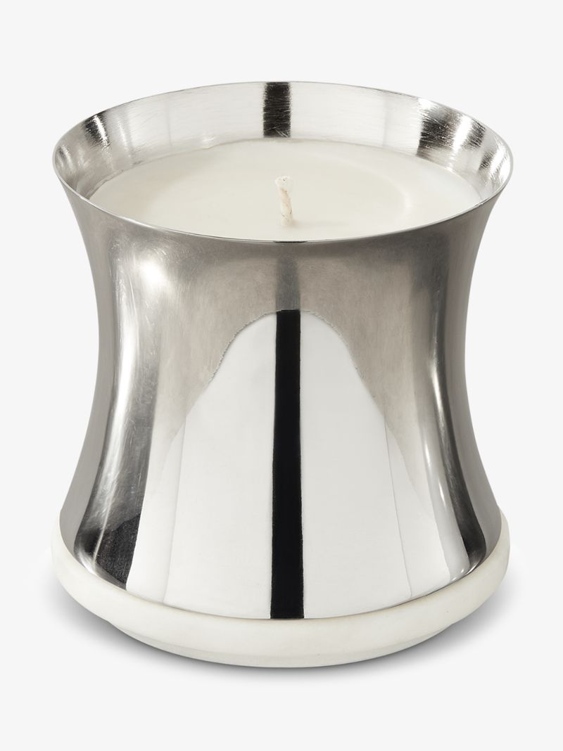 Silver Tone and White Royalty Medium Candle