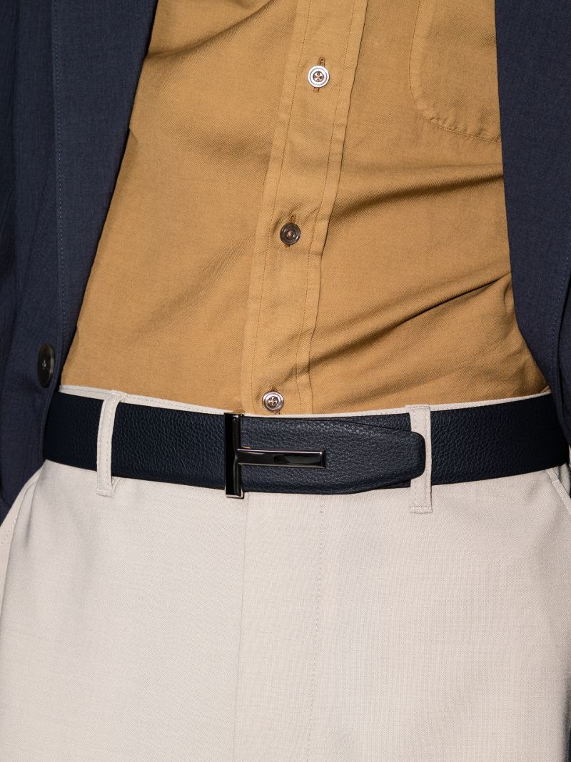 Navy and Black Reversible Leather Belt