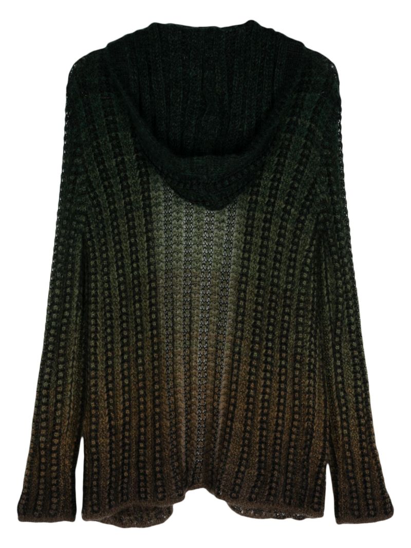 Green Hooded Knit Cardigan