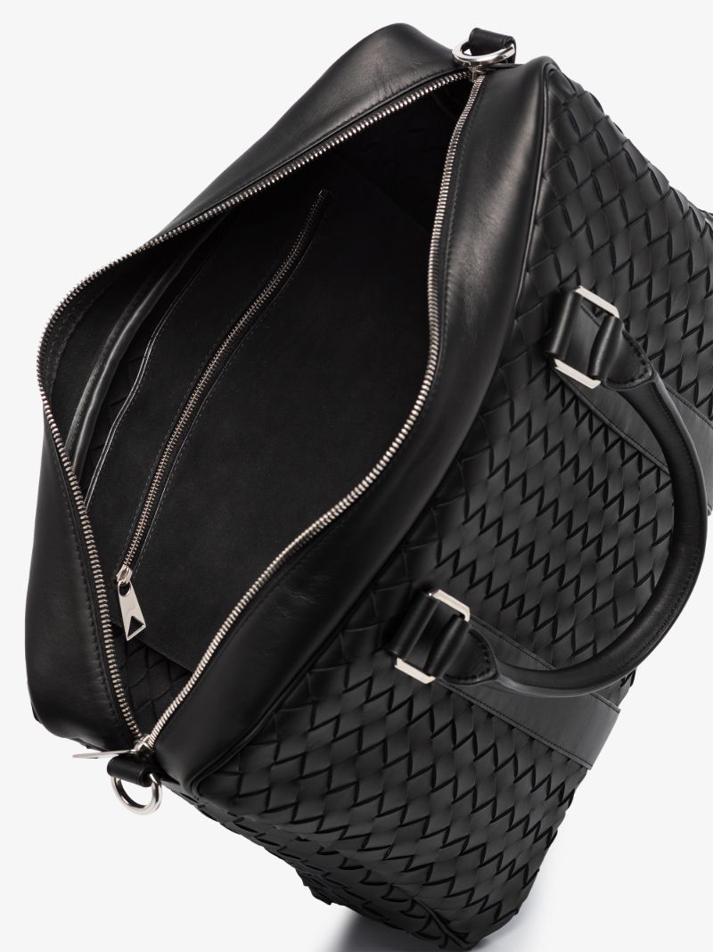 Black Intrecciato Leather Briefcase