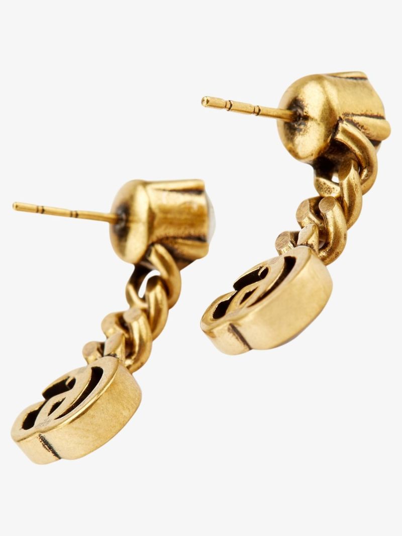 Gold Tone Gg Crystal Earrings