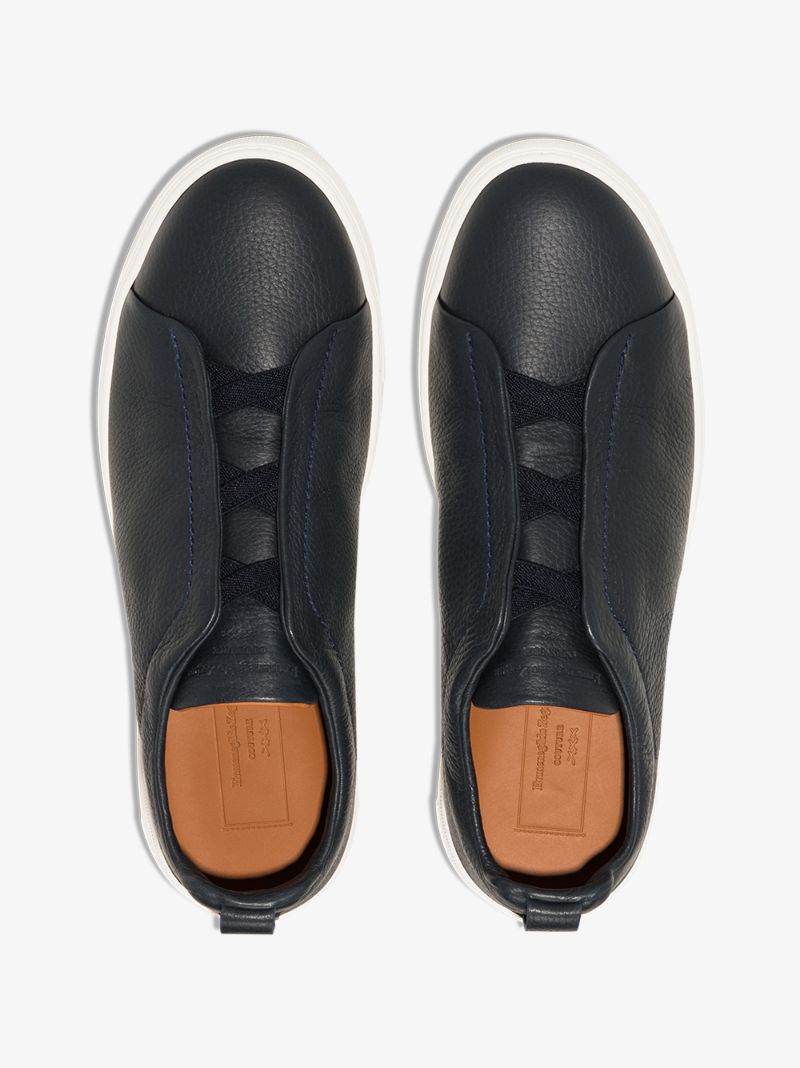 Blue Triple Stitch Leather Sneakers