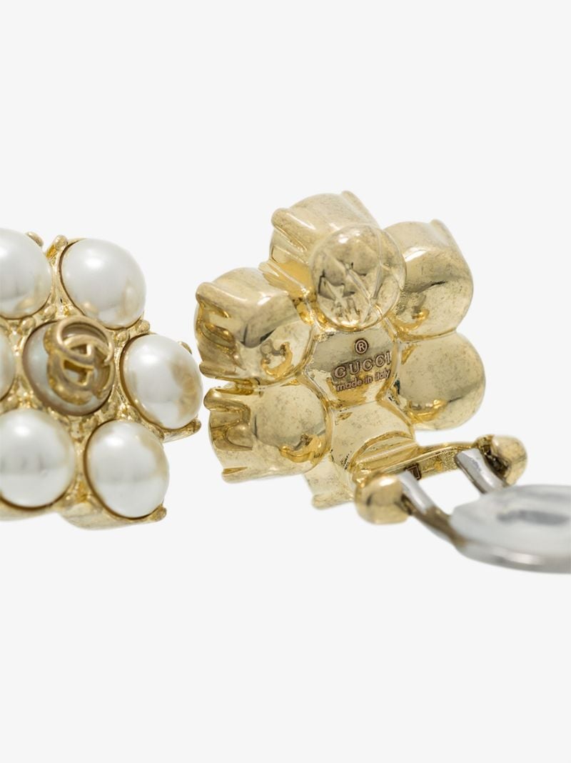 Gold Tone Gg Marmont Pearl Earrings