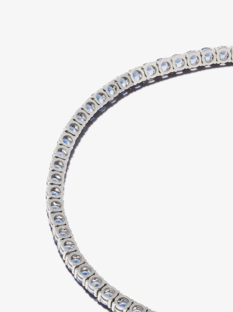 18k White Gold Sapphire Diamond Tennis Necklace
