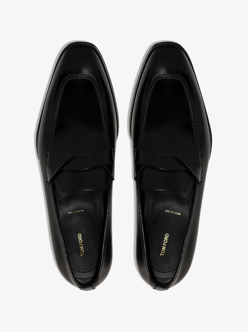 Black Elkan Leather Loafers