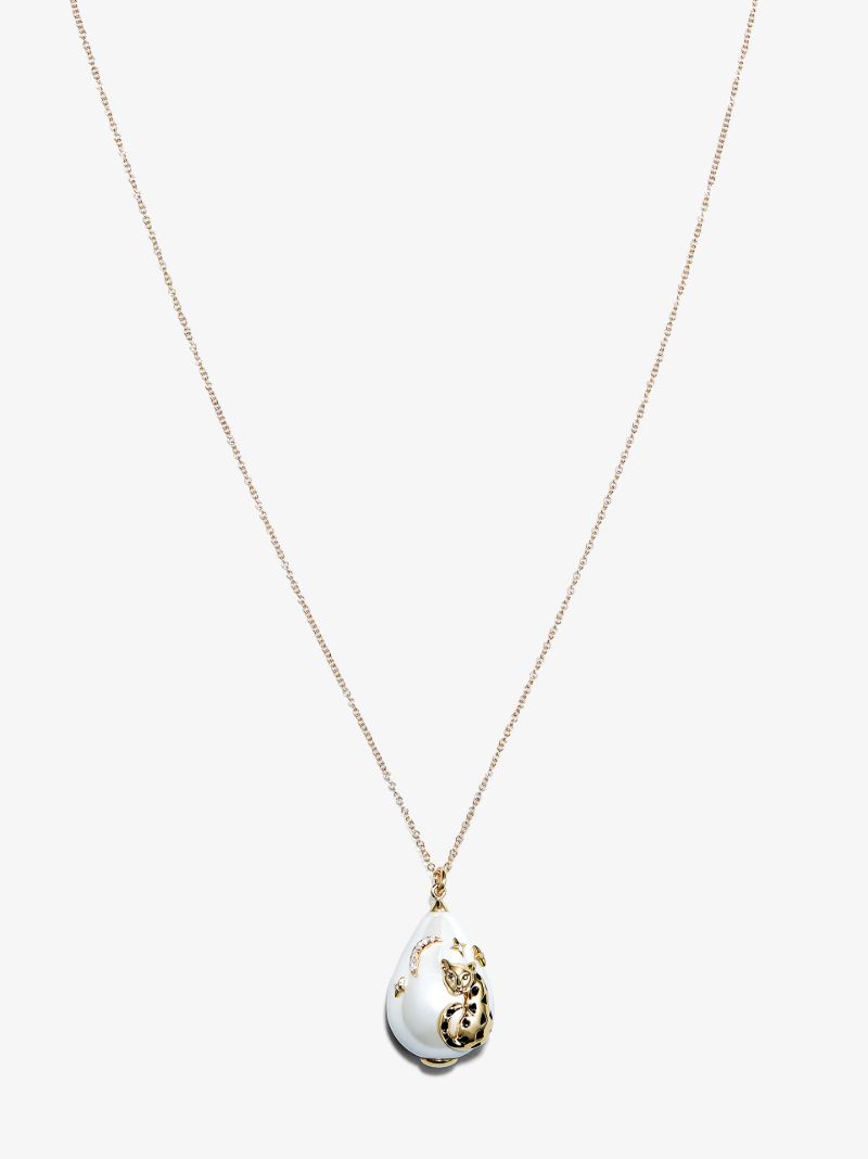 9kt Leopard Pearl Detail Pendant Necklace