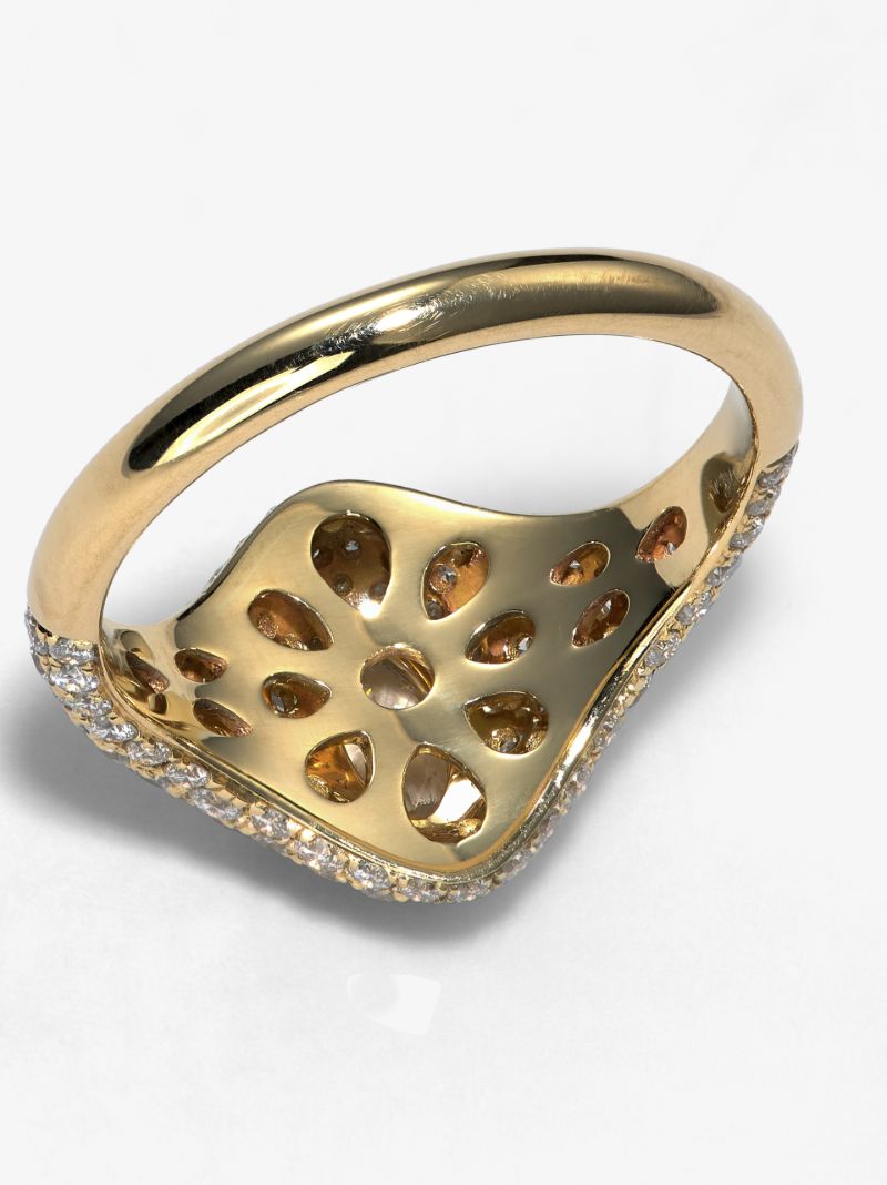 14k Yellow Gold Marquise Diamond Signet Ring