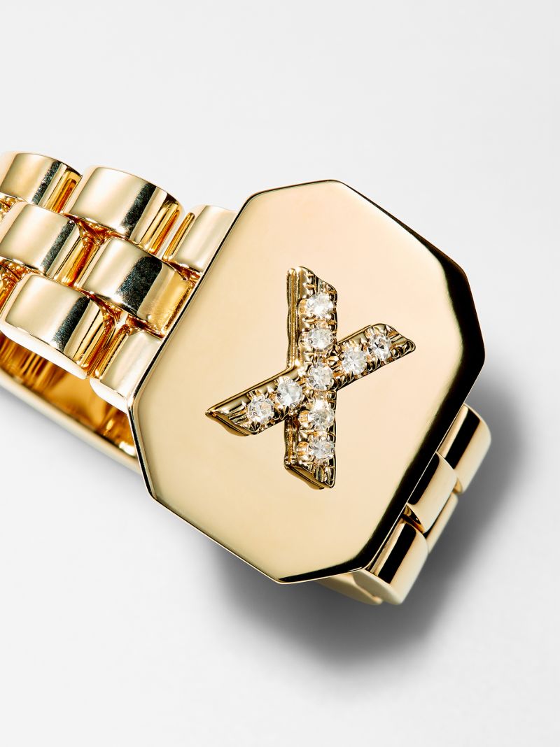18k Yellow Gold X Initial Diamond Ring