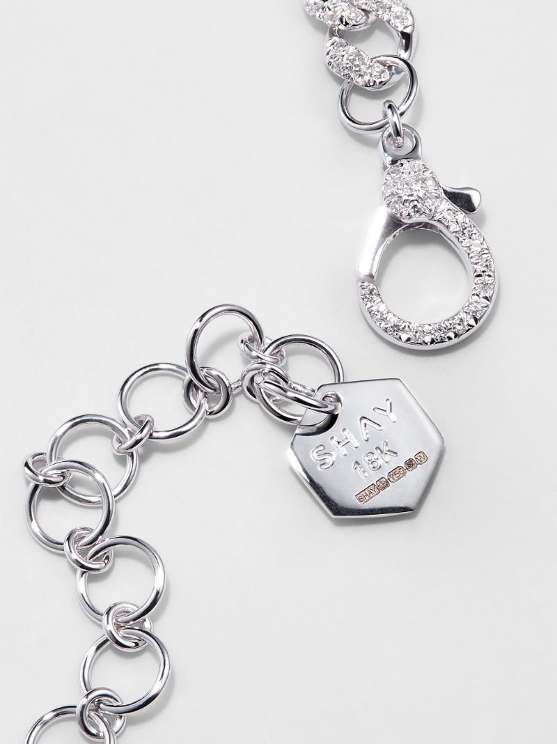 18k White Gold Mini Link Diamond Chain Necklace