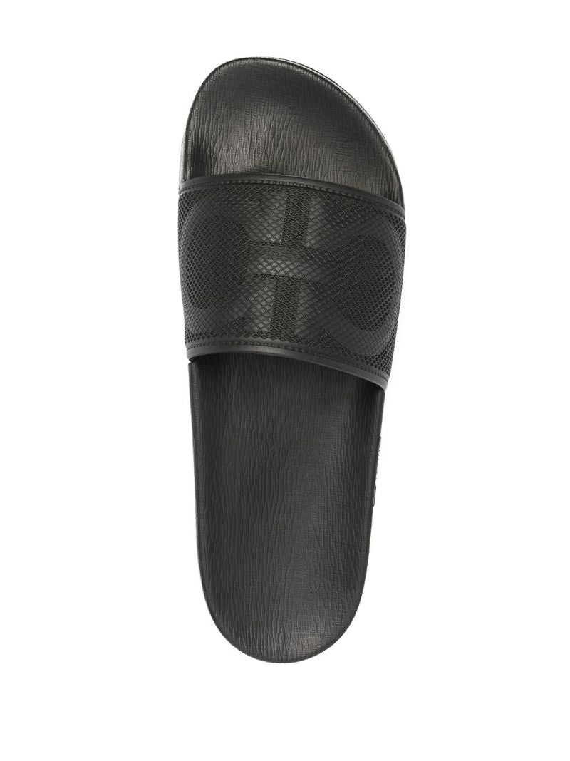 Black Gancini Rubber Slides