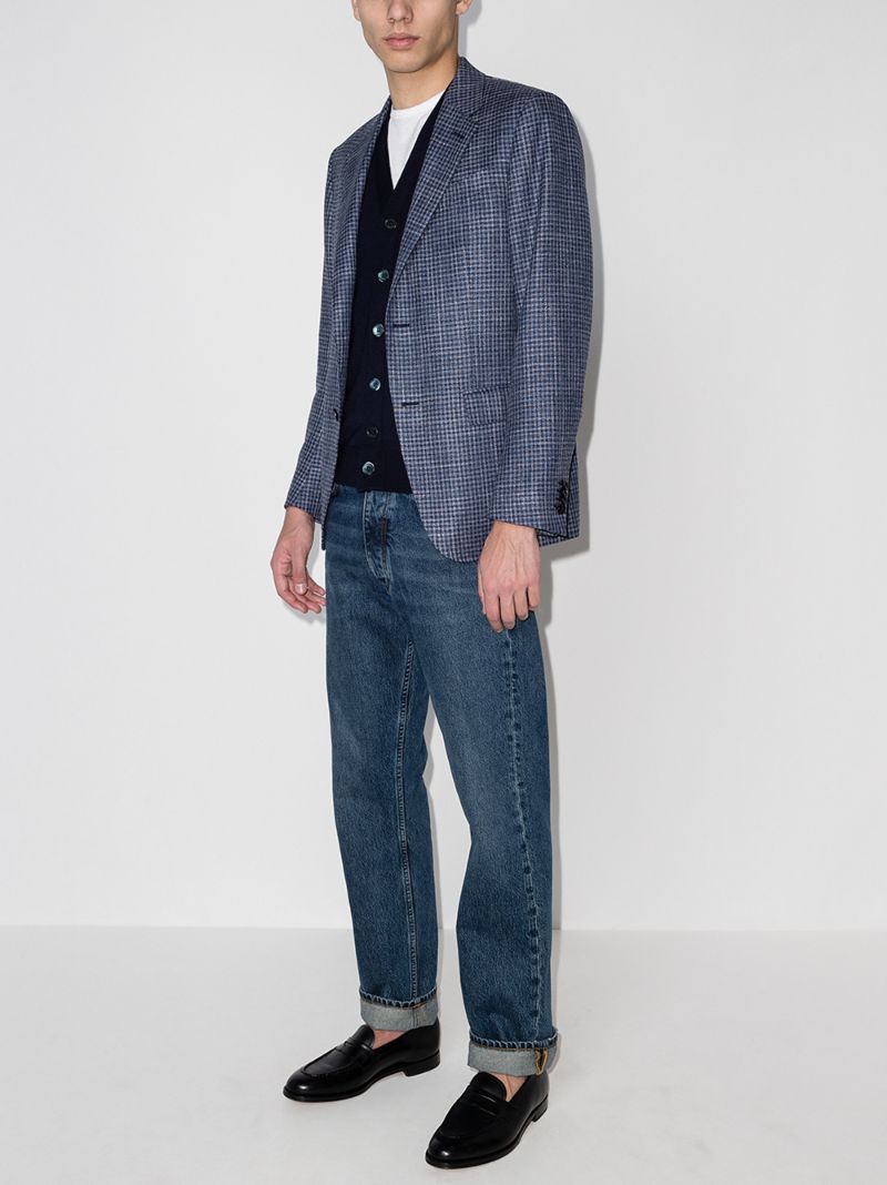 Blue Fine Knit Wool Cardigan
