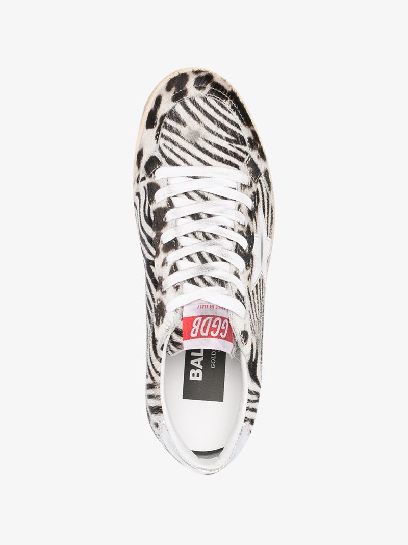 Black and White Ball Star Zebra Print Sneakers