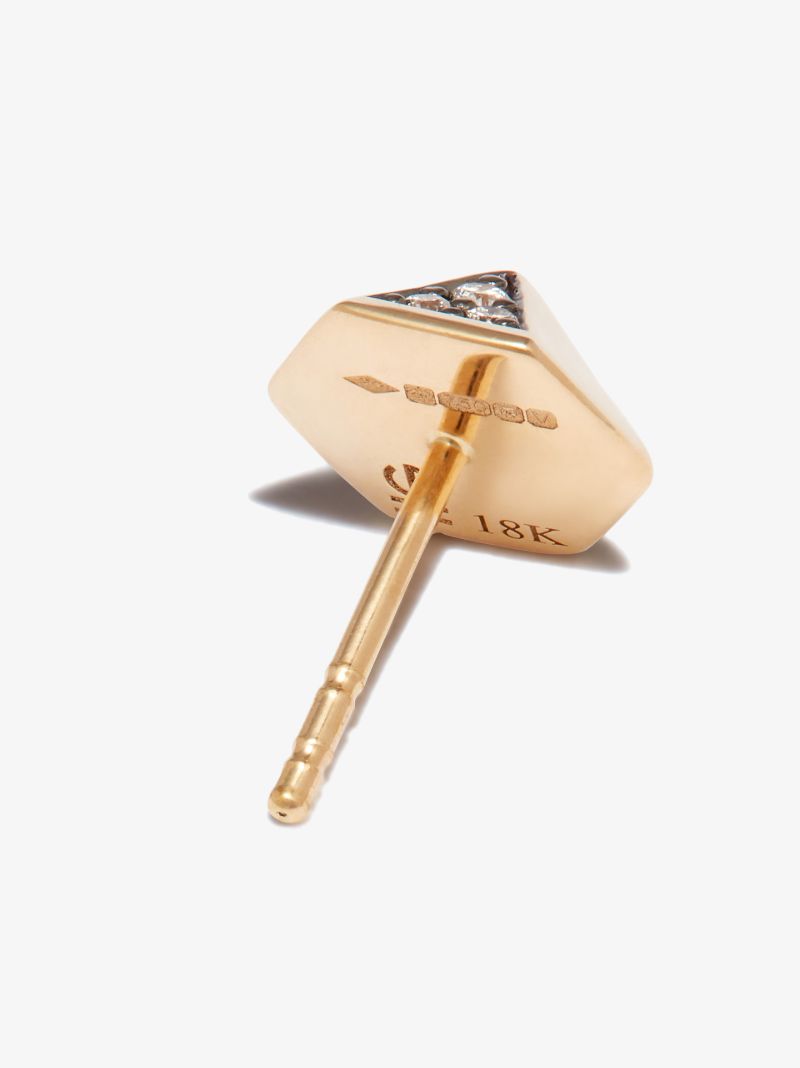 18k Yellow Gold Pyramid Diamond Stud Earrings