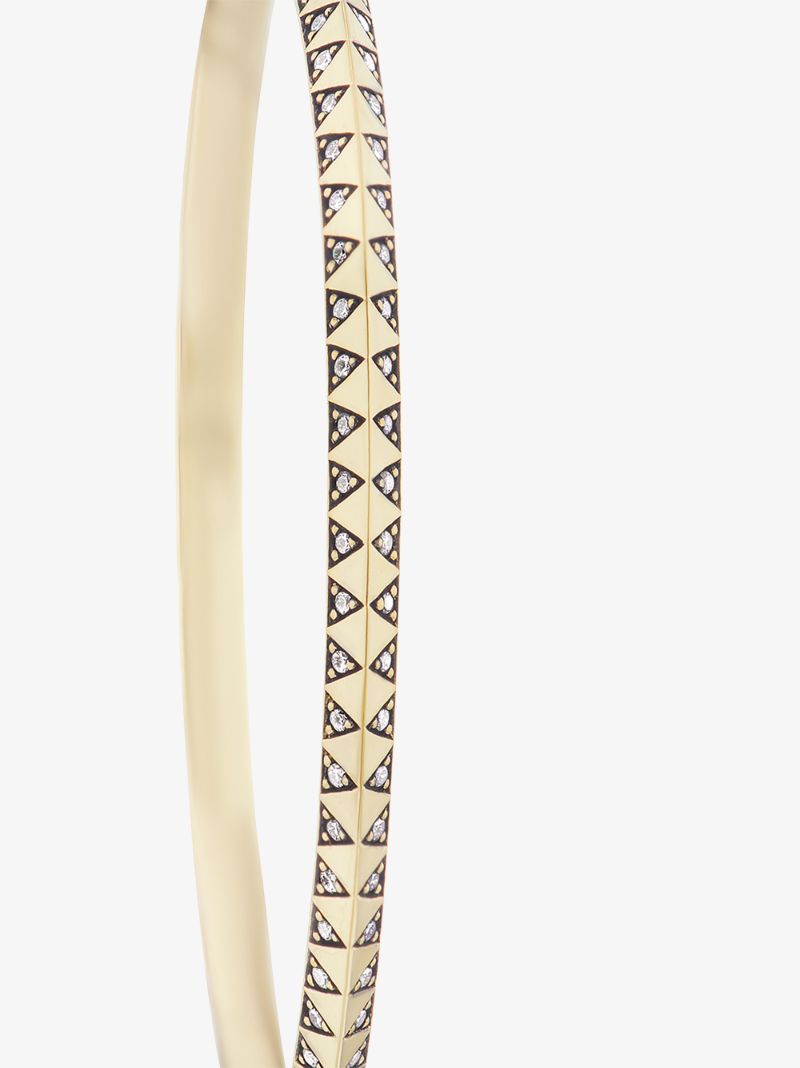 18k Yellow Gold Skinny Talisman Diamond Hoop Earrings