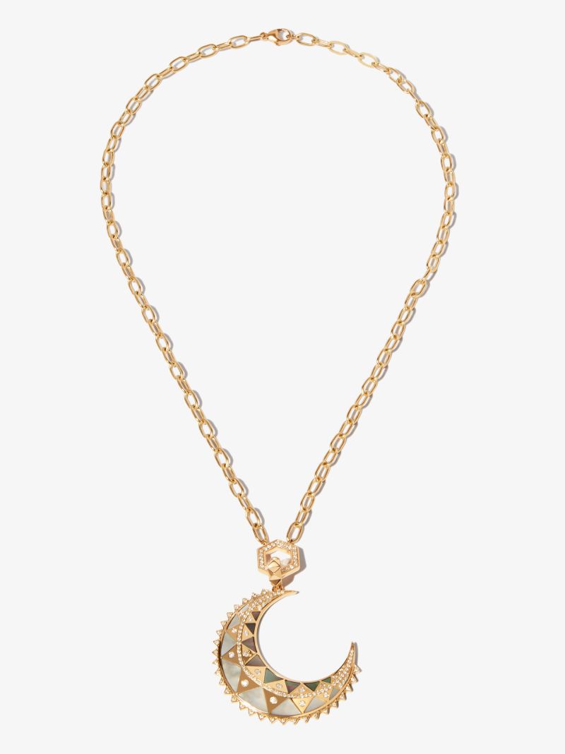 18k Yellow Gold Hexagon Foundation Diamond Necklace